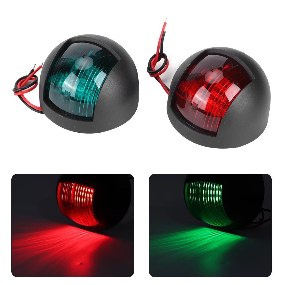 12V Runde LED Navigationsleuchte Wasserdicht Backbord Steuerbord Lampe für Marineboot Yacht Schwarzes Gehäuse RotGrün