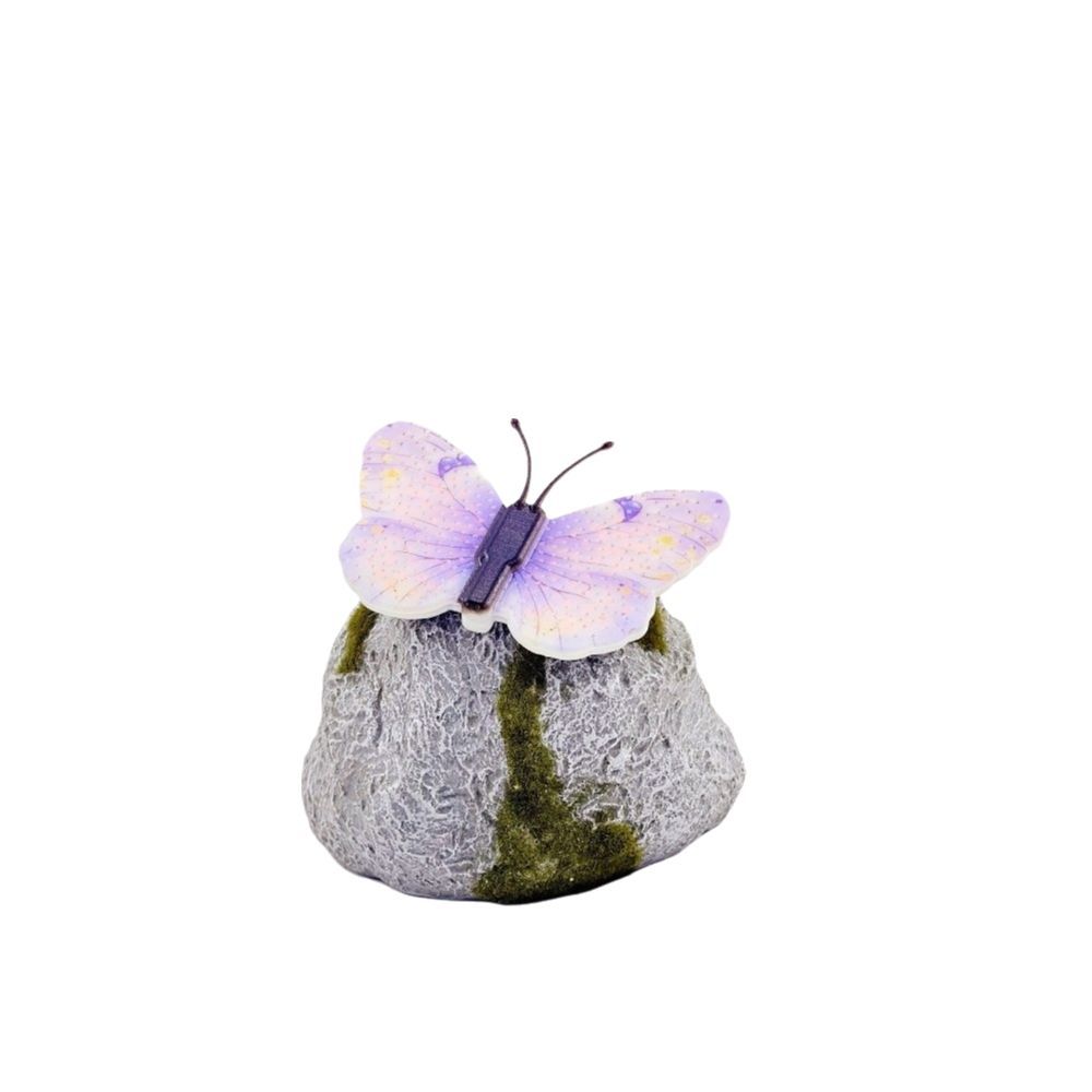 ABS Solar Butterfly Stone Lamp Simulation Stone LED Lawn Light Outdoor Garden Decor