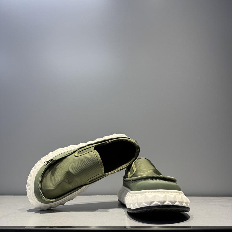 New Cloth Wide Head Zipper Breathable Casual Shoes Low Top Lazy Music Ysd