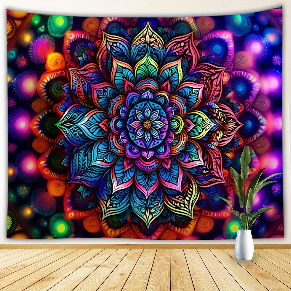 1pcs Bohemian Mandala Starry Sky UV Tapestry UV Fluorescent Wall Decoration Requires UV Exposure Home Aesthetics Decoration