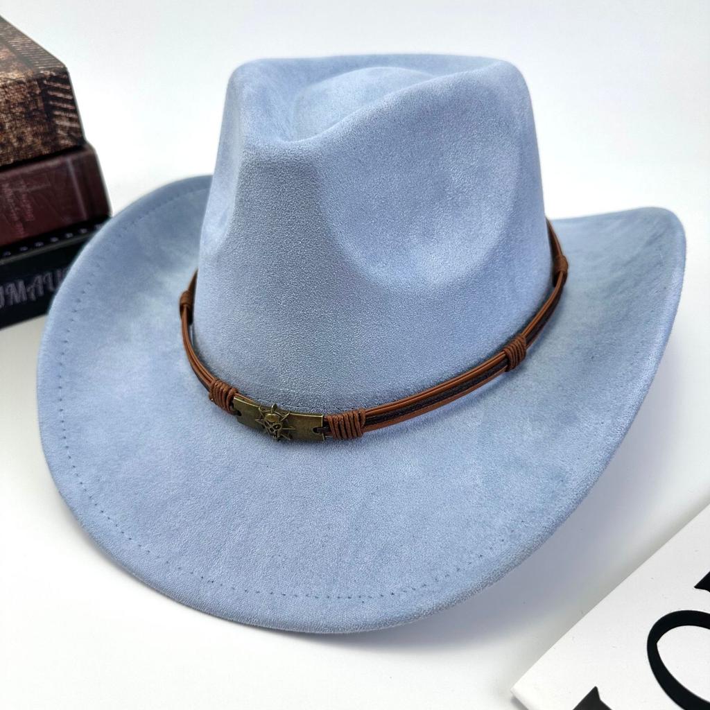 Western Cowboy Hat Women Woolen British Suede Belt Peach Heart Top Hat Felt Hat
