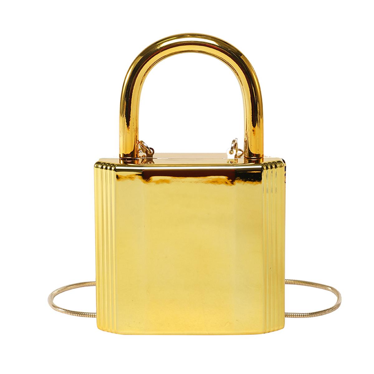 

Personalized acrylic bag 2025 new European and American fashion glossy messenger bag women s versatile chain dinner bag tide золотий