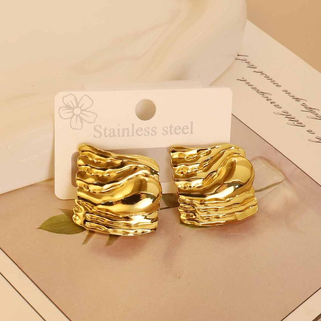 European American Trendy Cross-Border Punk Cold Wind Stainless Steel Earrings Geometric Irregular Drop Fashion Jewelry