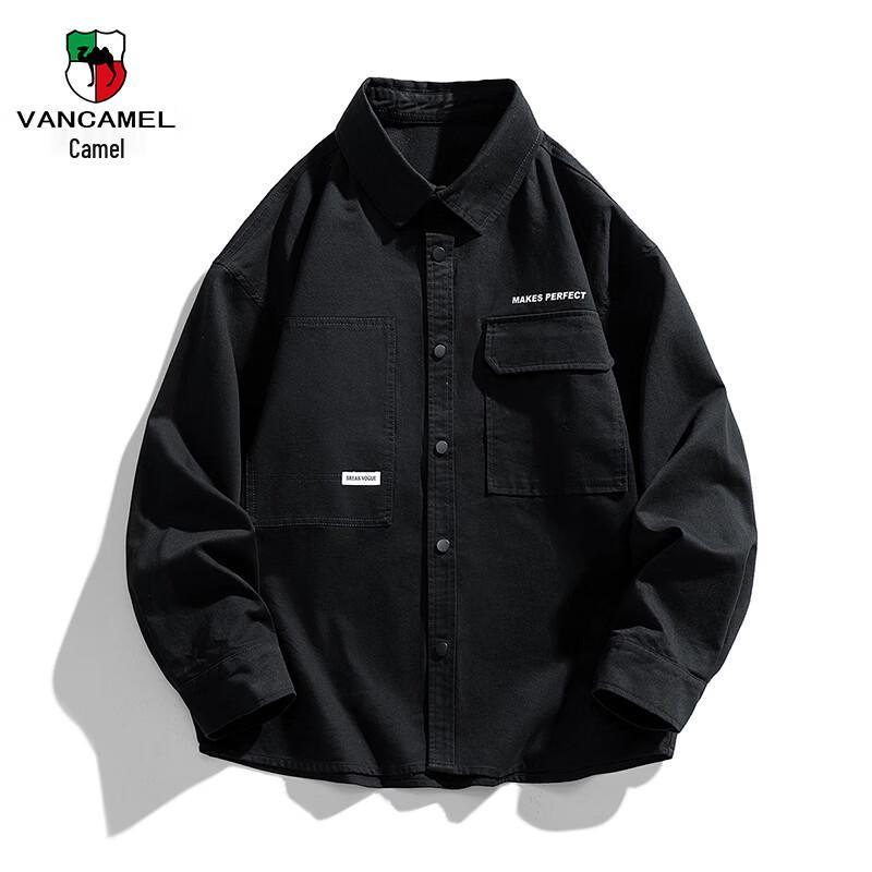Мужская японская ретро свободная рубашка с длинным рукавом VANCAMEL L