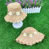 Spring and Summer New Handwoven Children's Straw Hat Foldable Sunshade Papyrus Flower Ring Big Edge Baby Pot Hat Cute