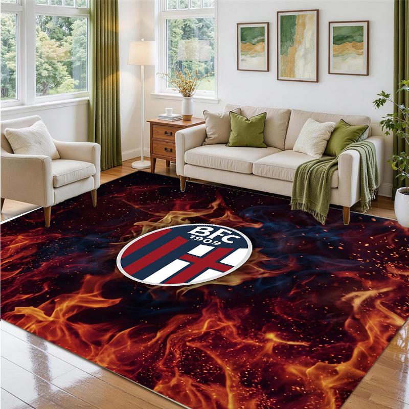 Bologna FC Design Crystal Velvet Rug Soft Decorative Mat for Bedroom Entrance