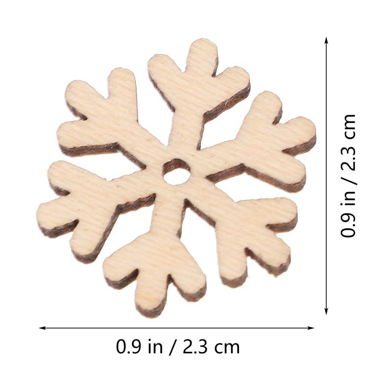 50pcs Christmas Snowflake Wooden Pieces Wooden Cutouts Craft Christmas Snowflake Ornament Christmas Decoration For DIY