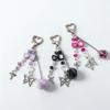 Handmade Beaded Keychain Pearl Heart Beaded Star Pendant Keychain DIY Charm Keychain  For Backpack