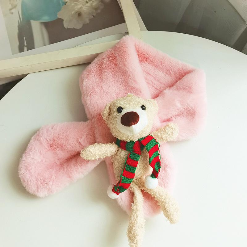 Зимний плюшевый шарф «Маленький медвежонок»: Милая мультяшная пушистая манишка для детей