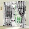 2 Pcs Grey Cat Print Curtains,suitable for Bedroom,living Room Kitchen Decoration,home Decoration,window Decoration