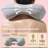 Flocking Inflatable Portable Neck Pillow That Can Be Stored And Self Filled Suitable For Outdoor Travel Business Trips Camping