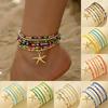 Summer Fashion Multilayer Rice Beads Starfish Pendant Anklet for Women Female Boho Colorful Zircon Beach Foot Ankle Chain Gifts