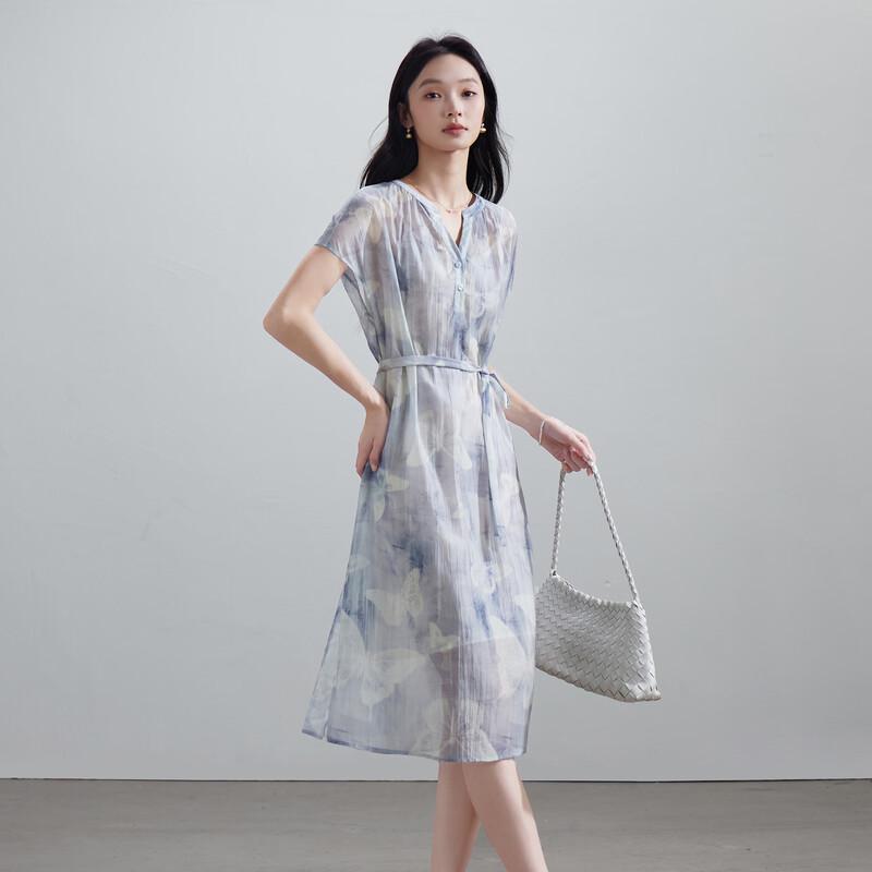 SOFSIL Ink Print V-Neck Midi Dress XL