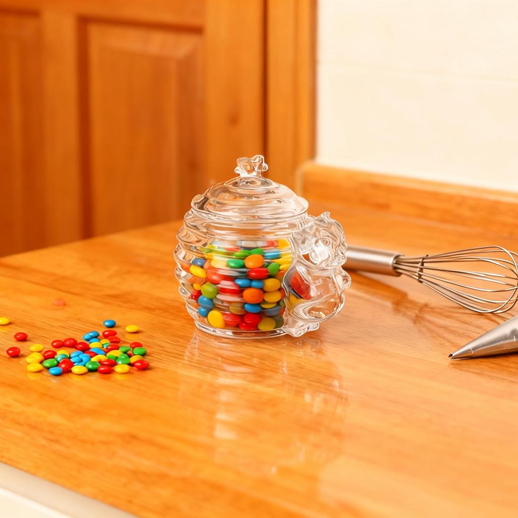 200ml Clear Glass Canister with Lid for Sugar Cubes, Snacks, Nuts, and More. Cute and Charming for Kitchen Storage. Includes Stainless Steel Tongs.