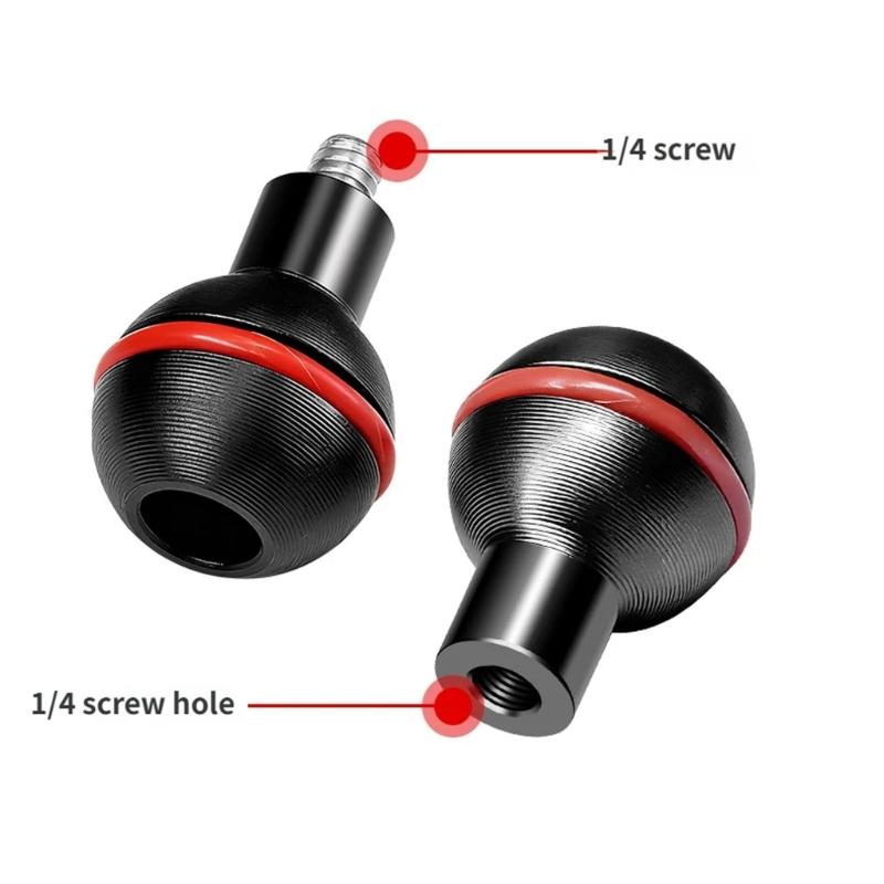 Heavy Duty 1inch Ball Head Mount Adapter To 1/4inch Screw for Underwater Diving Fill Light Arm Tray Accessories