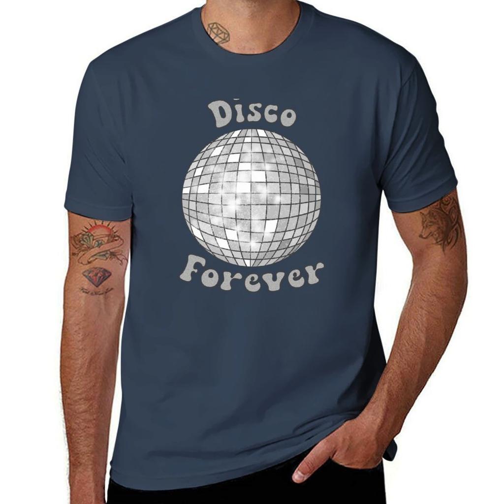 Disco Forever Silver Mirrorball TShirt Relaxed Casual Short Sleeve Tee