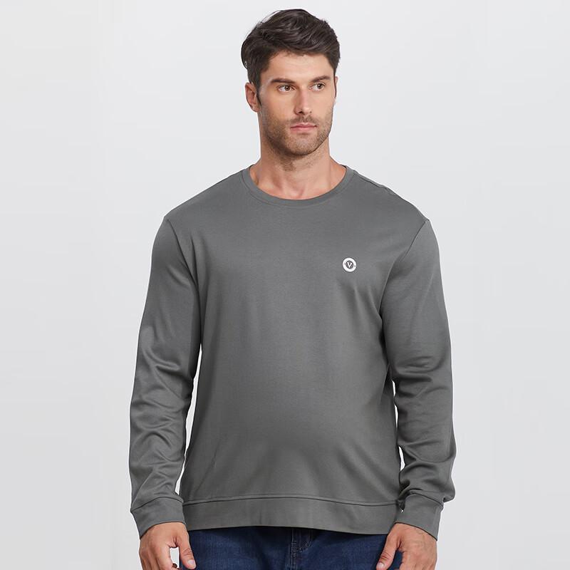 Dibenze Men's Plus Size Solid Long-Sleeve Crewneck Sweatshirt
