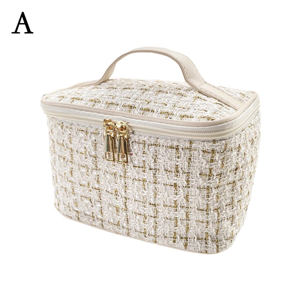 New Women's Bag Large Capacity Portable Travel Toiletry Bag New Plaid Portable Small Fragrance Makeup Bag Go out Makeup Bag