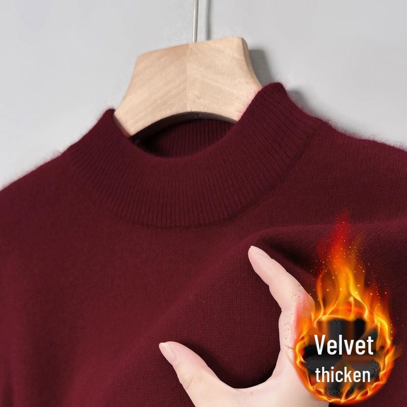 Men's Half-High Collar Thick Knit Sweater - Autumn/Winter Velvet Business Layer