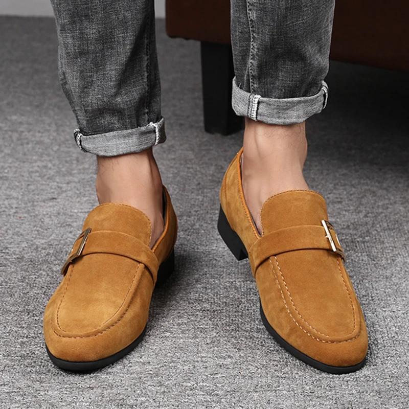Fashion Fashion Male Dress Shoes Designer Formal Loafers Men's Leather Shoes Suede Men Wedding Man Designer Work Social Business Loafers