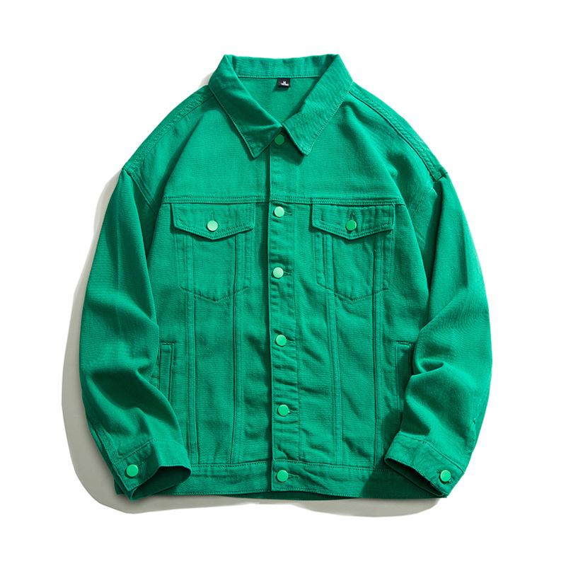 Muqiu Men's Denim Jacket | American-Style Casual Solid Color, Loose Fit, All-Match Top