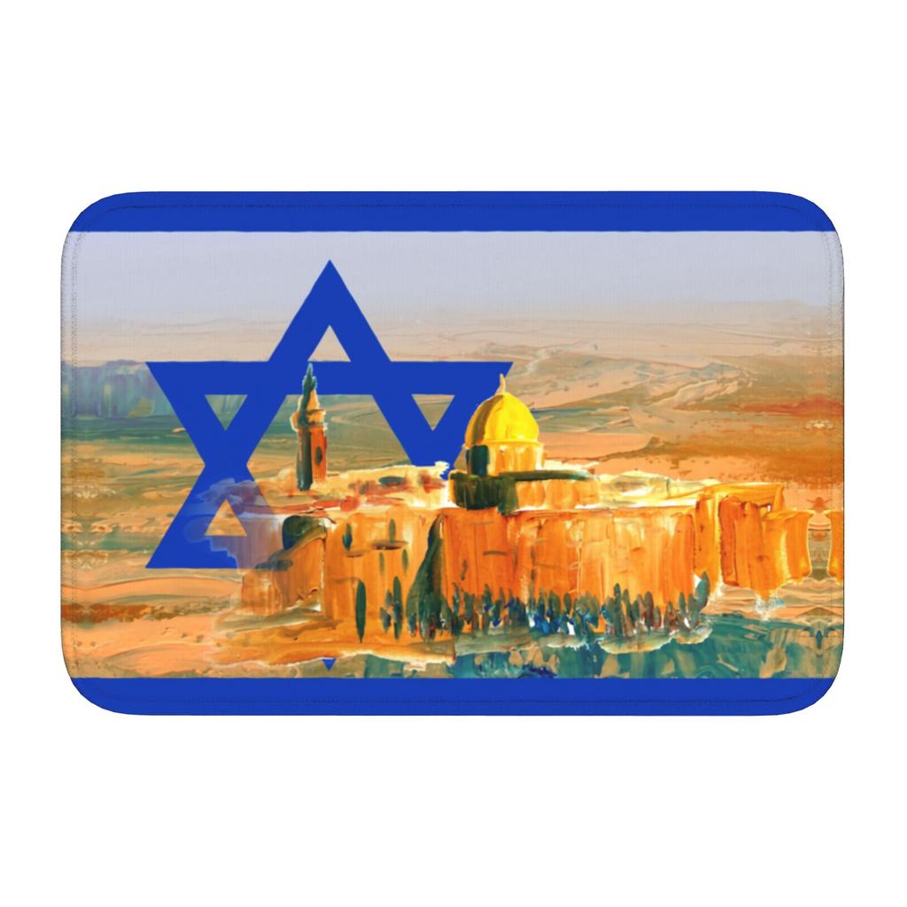 Felpudo Personalizado con Bandera de Israel Antideslizante Baño Cocina Alfombra de Suelo para Entrada de Puerta Alfombra
