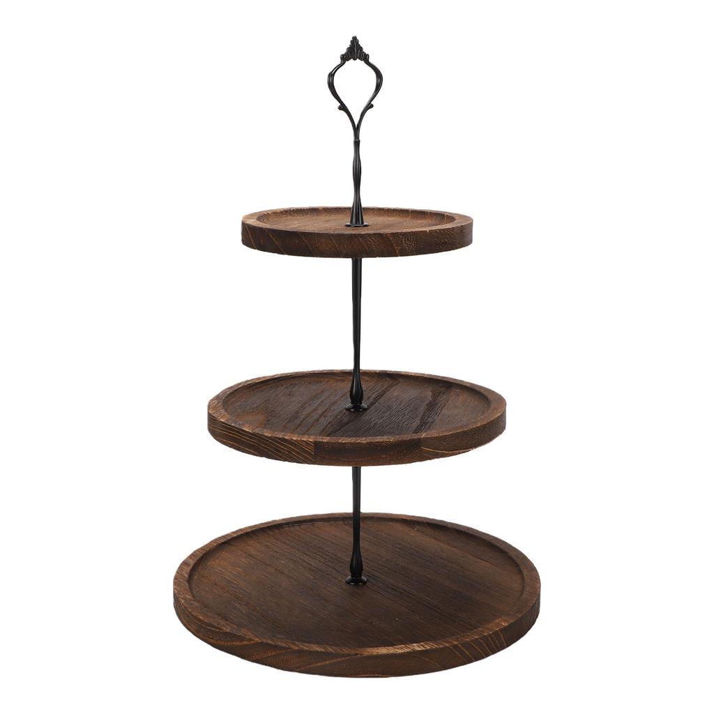Wood 3 Tier Dessert Stand Cupcake Stand Table Sweet Dessert Snacks Fruits Pastry Rack Dark Color