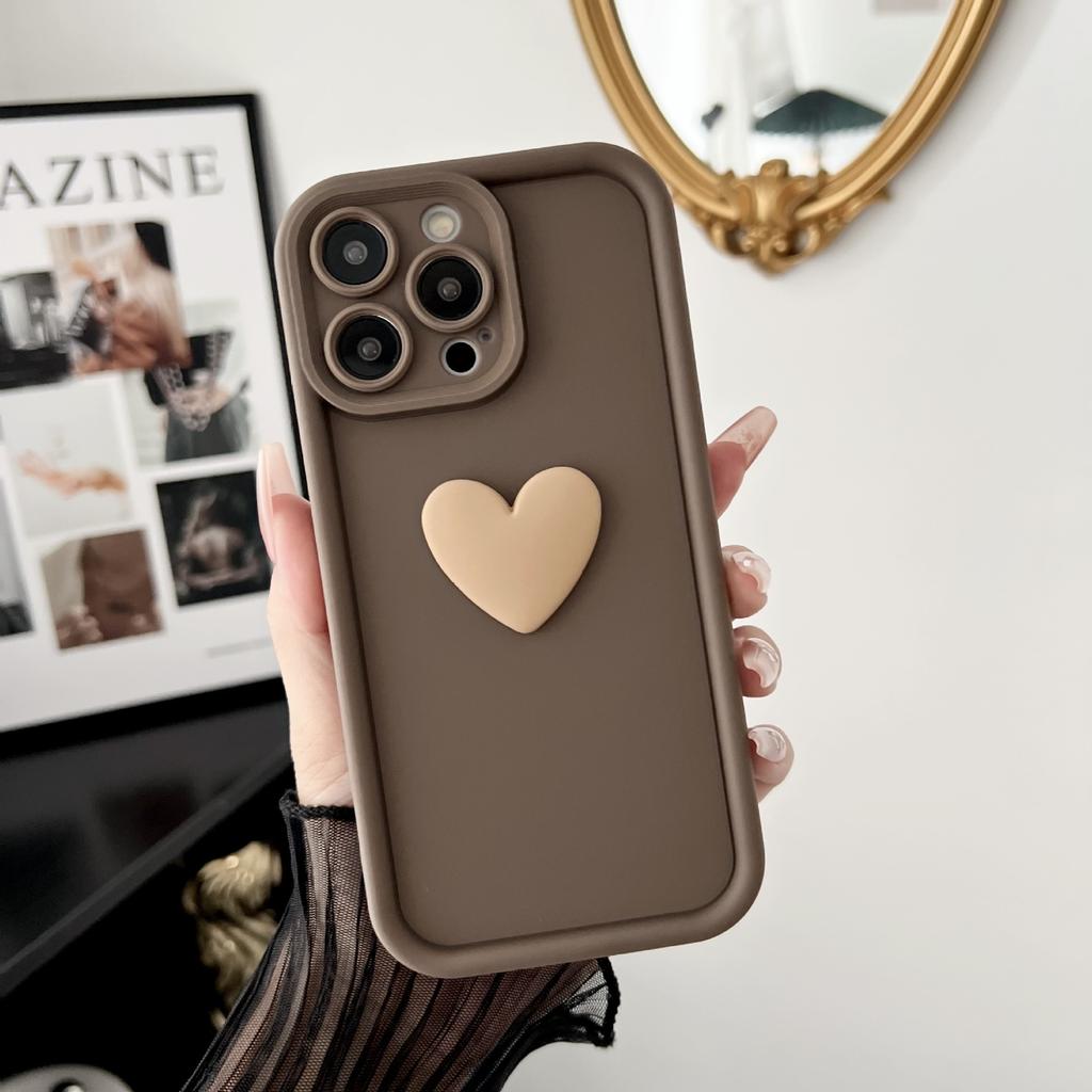 Applicable to iPhone16Promax three-dimensional love mobile phone case Apple 15/13 simple and trendy 12/11 fresh 7P/X