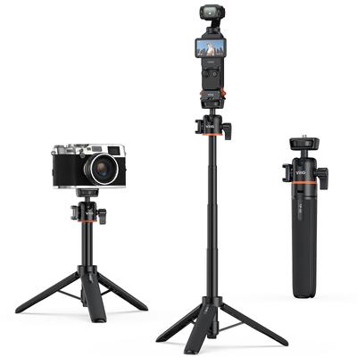 VRIG Mini Tripod Kamera Tripod Masaüstü Selfie Çubuğu Döner Top Kafa Soğuk Ayakkabı ile 55cm 4 Seviye Teleskopik Hafif Kompakt Dişli Küçük