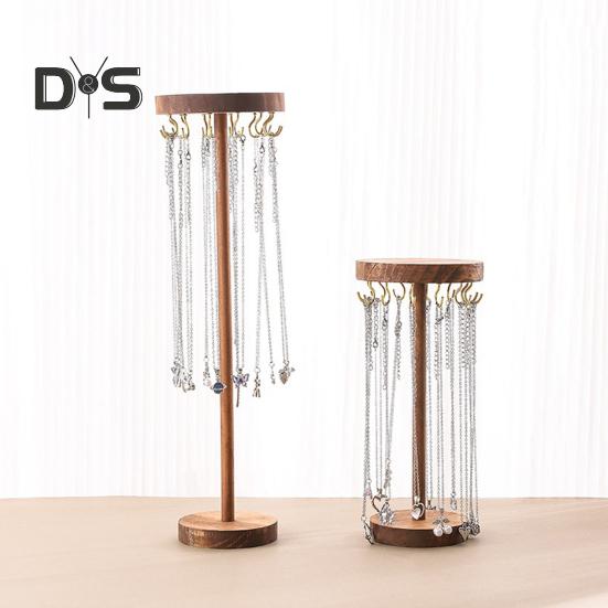 Stojan na náhrdelníky Organizér na šperky s háčky Dřevěná základna Organizér na čelenky Stojan pro vystavení pro dívky Náhrdelníky Náramky