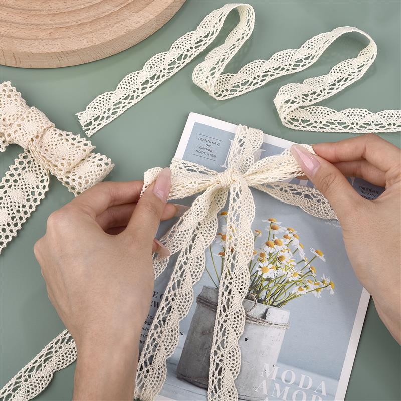 5 Yards Cotton Thread Lace Wave Woven Cotton Thread Lace Handmade DIY Clothing Curtain Materials Lace Satin Ribbon