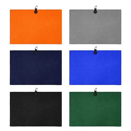 Magnetic Microfiber Golf Towel with Carabiner Quick Drying Absorbent Sports Towel Waffle Pattern Golf Club Ball Cleaning Cloth Golf Accessories Golfer
