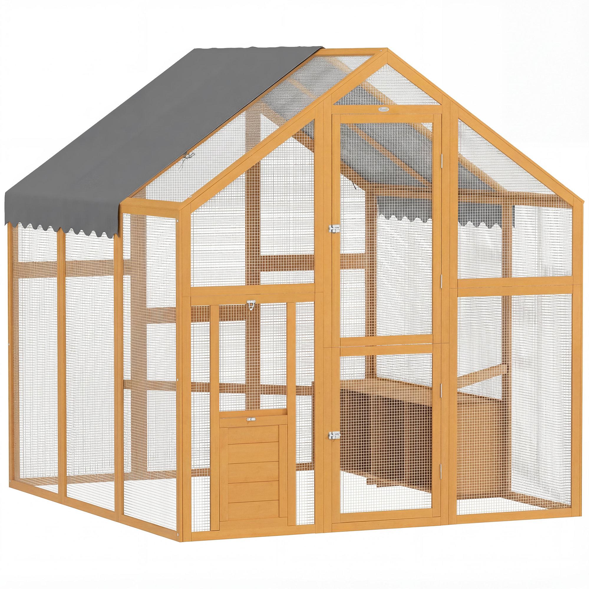 Poulailler 3,07 m² Enclos en Bois pour Poules en Plein Air Avec Tissu Imperméable Serrure de Sécurité Pour 6 8 Poules 1,7 X 1,8 X 1,8 M