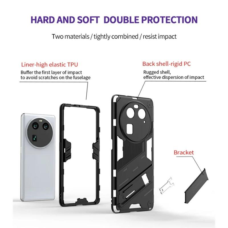 För OPPO Find X6 Pro Skal Magnetiskt Armor Ställskydd För För OPPO Find X6 Pro FindX6Pro 5G Stötsäkert Stötfångare Mobilskal