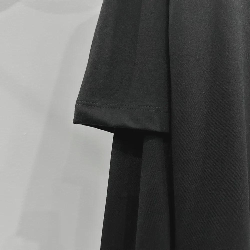 SUBHUMAN Men's 2024 Spring/Summer Two-Piece Knitted Double-Layer Solid Loose Long Sleeve T-Shirt