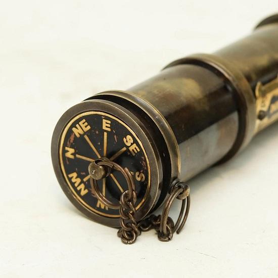 Brass Spyglass Telescope: Dollond London 1920 Style, Leather Case  Engraved Decorative Scopeb