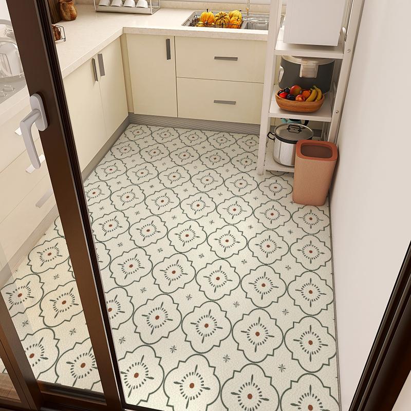 Home Kitchen Anti-oil Anti-slip Carpet PVC Leather Entrance Rugs Large Area Balcony Carpets Modern Living Room Decoration Rug