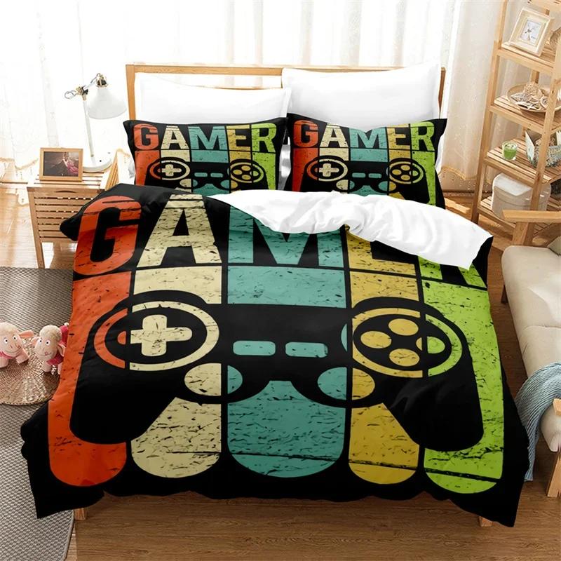 Gamepad Duvet Cover Gamer Bedding Set Twin Full For Teens Boys Playroom Decor Microfiber Video Games Controller Comforter Cover