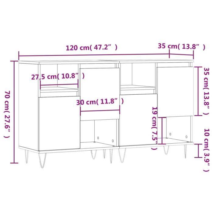 VidaXL Buffets 2 Pcs White Engineered Wood 3190125