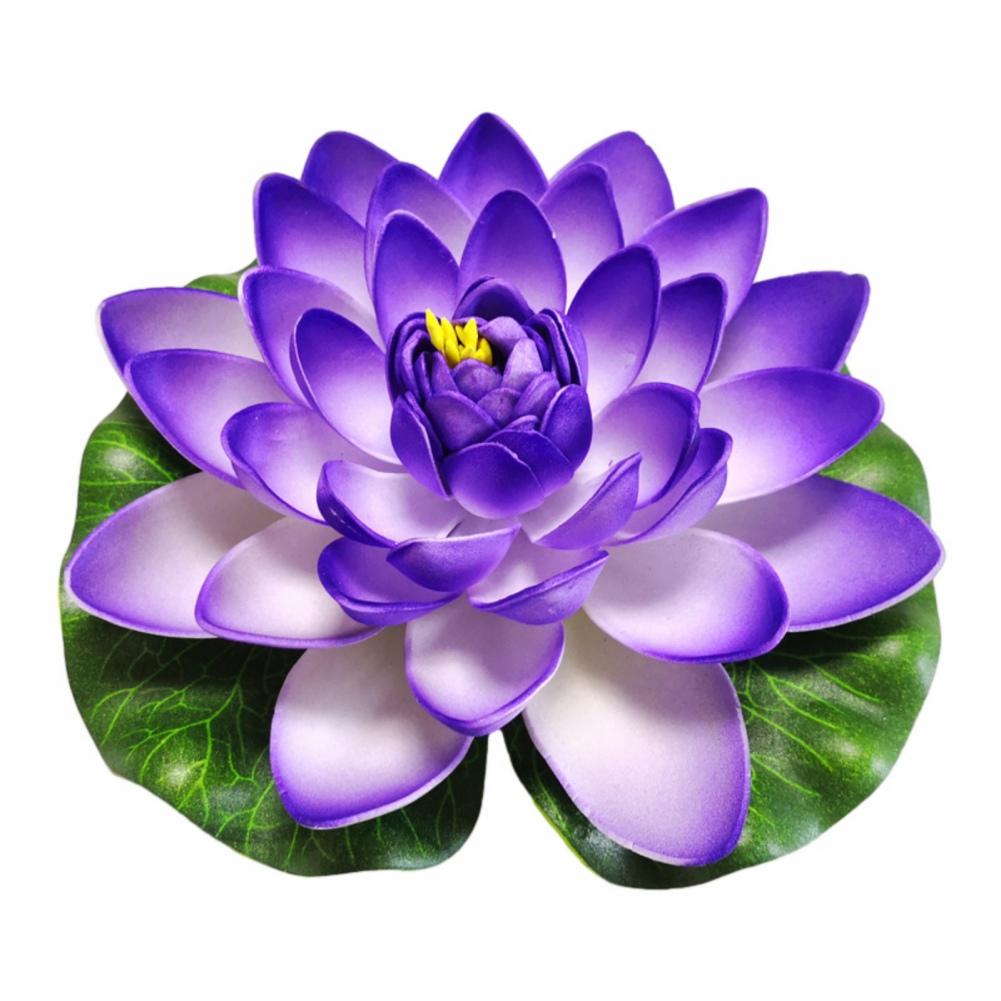 18cm Colorful Artificial Lotus Fake Floating Water Lily Flower Lotus Lifelike Micro Landscape Pond Plants Garden Pool Decor