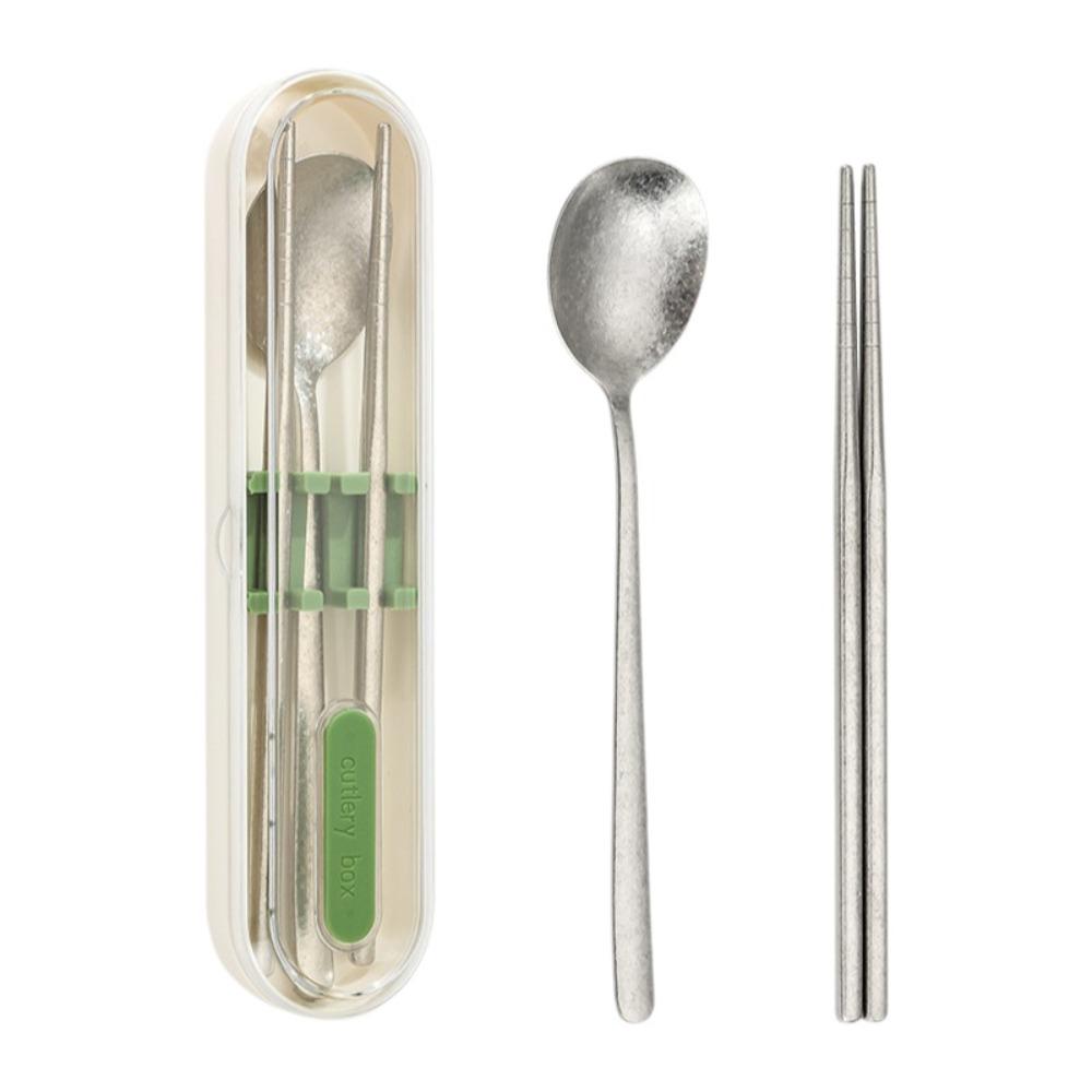 2 in 1 Student Cutlery Lightweight Camping Spoon Tableware Travel Flatware  Kitchen Accessories