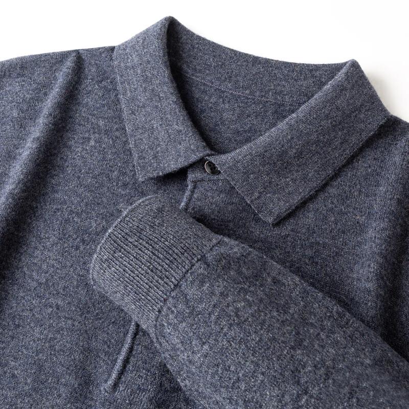 FAPAI Men's 100% Merino Wool Casual Polo Collar Sweater