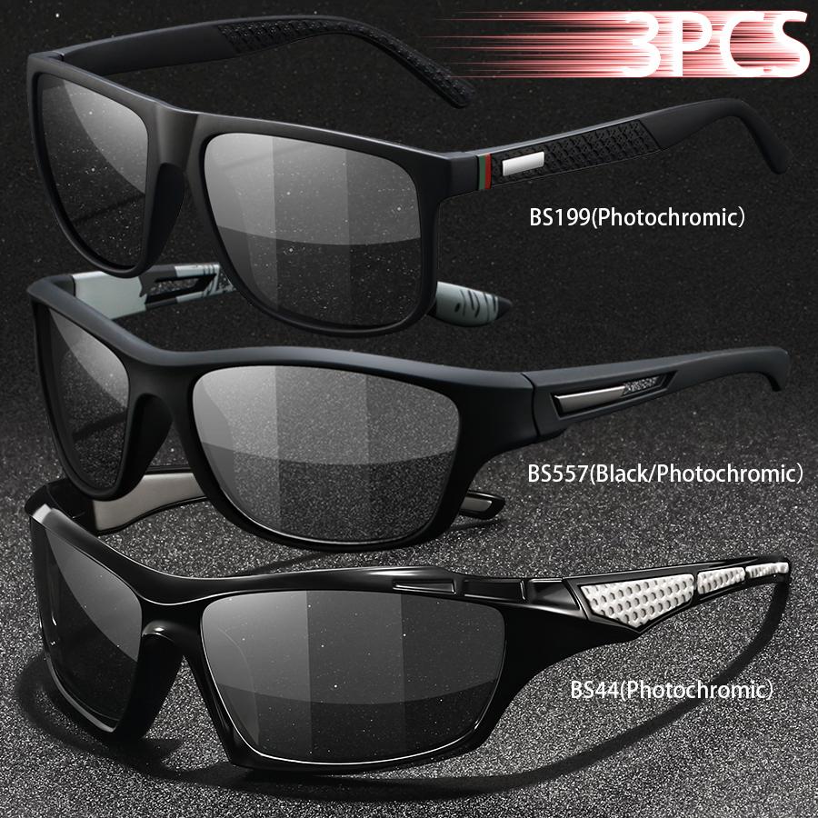 1PCS Photochromic Sports Sunglasses Men Women Vintage Cycling Driving Mountaineering Chameleon UV400 Eyewear