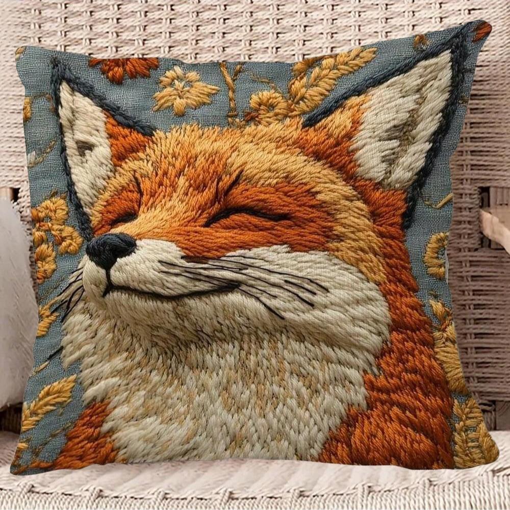 Orange Fox Pillow Cover Living Room Sofa Bedroom Cushion Cover Decorative Plush Pillow Cover