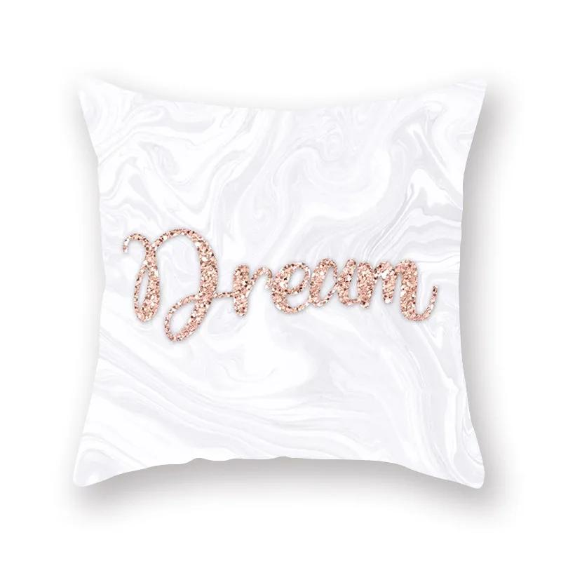 45X45CM Pink Shiny Polka Dot Alphabet Geometric Simple Pillow Cover Bed Sofa Car Office Seat Cushion  Home Decoration