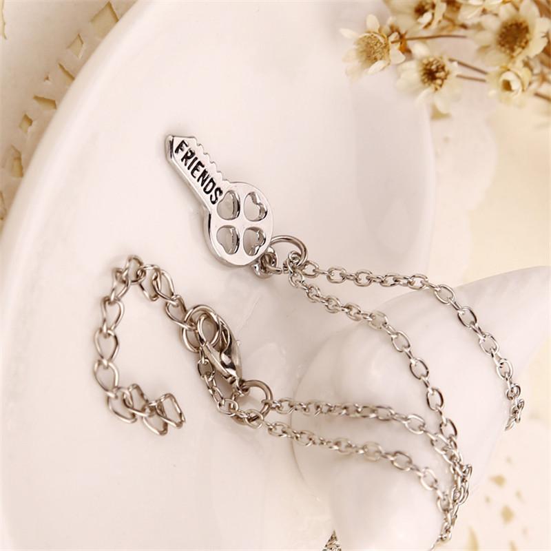 ZRM 2pcs/set Cordate Jewelry Best Friends Forever Necklace Key Heart Shaped Lock Pendants Couple Necklace Gift For Friends