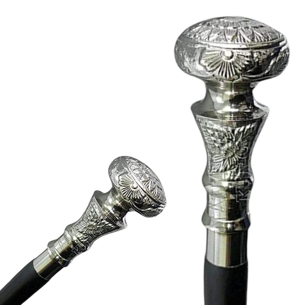 Wooden Walking Stick Cane Victorian Knob Wooden Cane Brass Handle Victorian Style Solid Vintage Head Walking