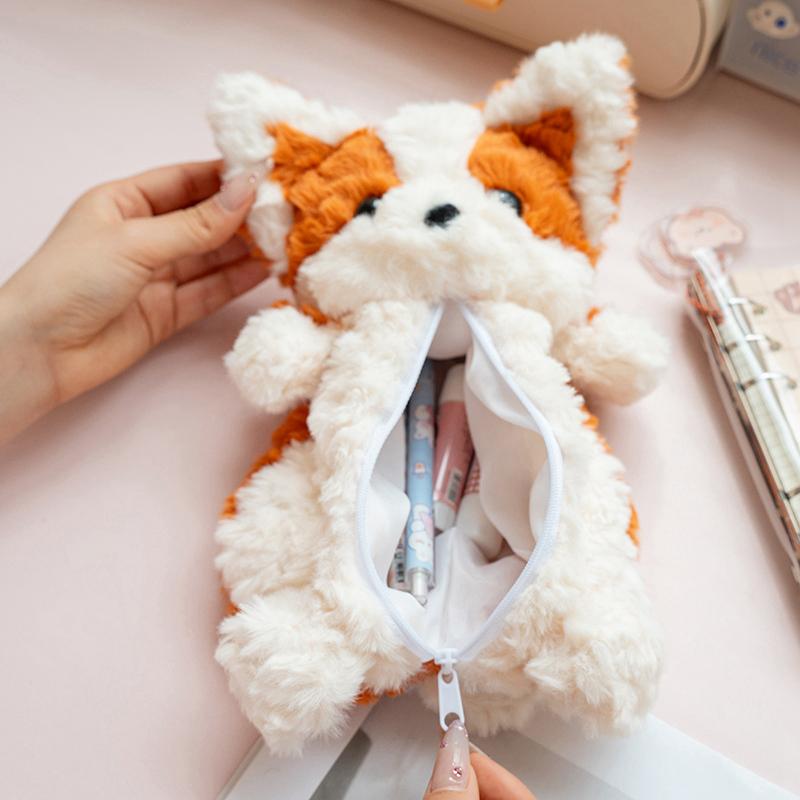 30cm Kawaii Plush Corgi Pencil Case Makeup Bag Lovely Dog Tissue Box for Car Home Decor Soft Pillow Dolls