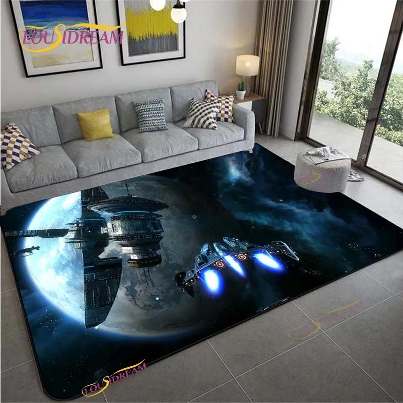 3D Space Ship Station Carpet for Living Room Bedroom Table Cinema Rug Kitchen Door Kids Un-slip Floor Mat Alfombra Birthday Gift
