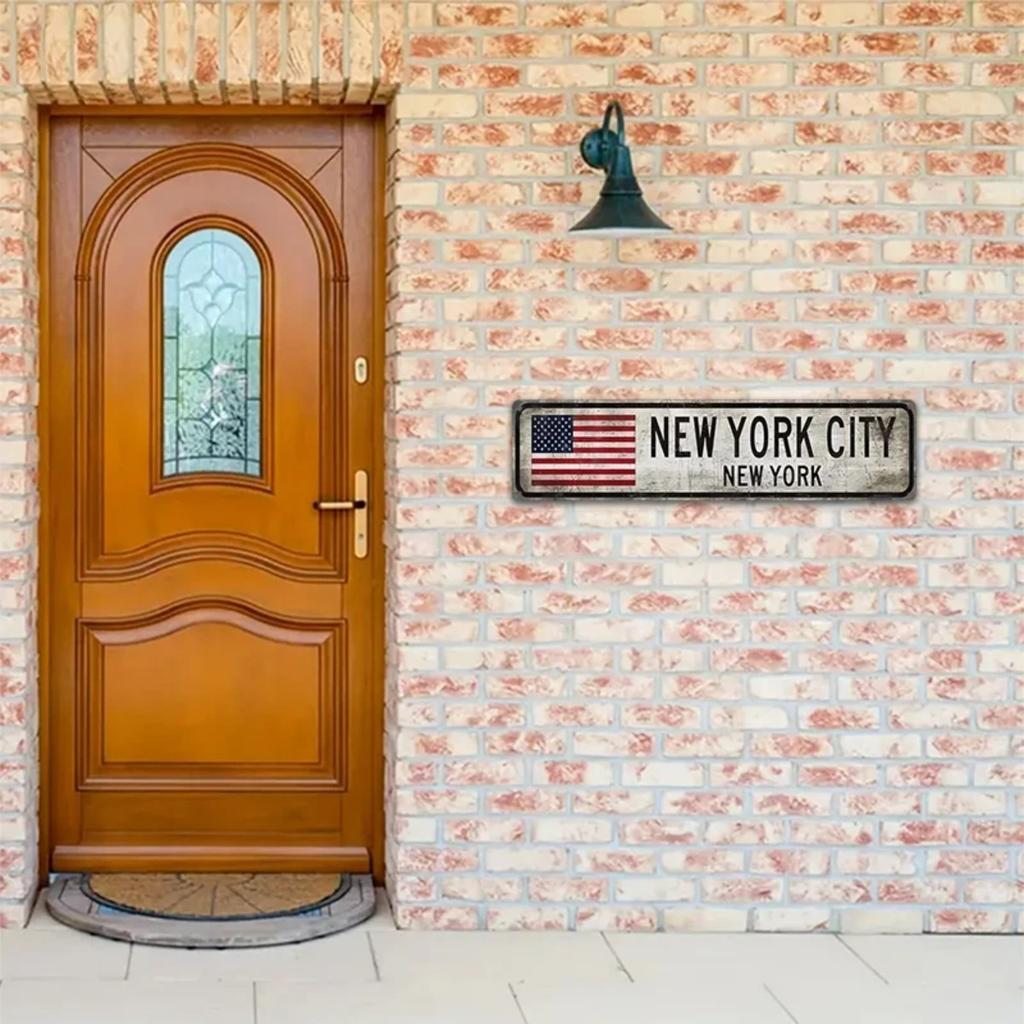 Individuelle Retro New York Aluminiumplakette USA-Flagge Wandkunst Man Cave Bar Dekor